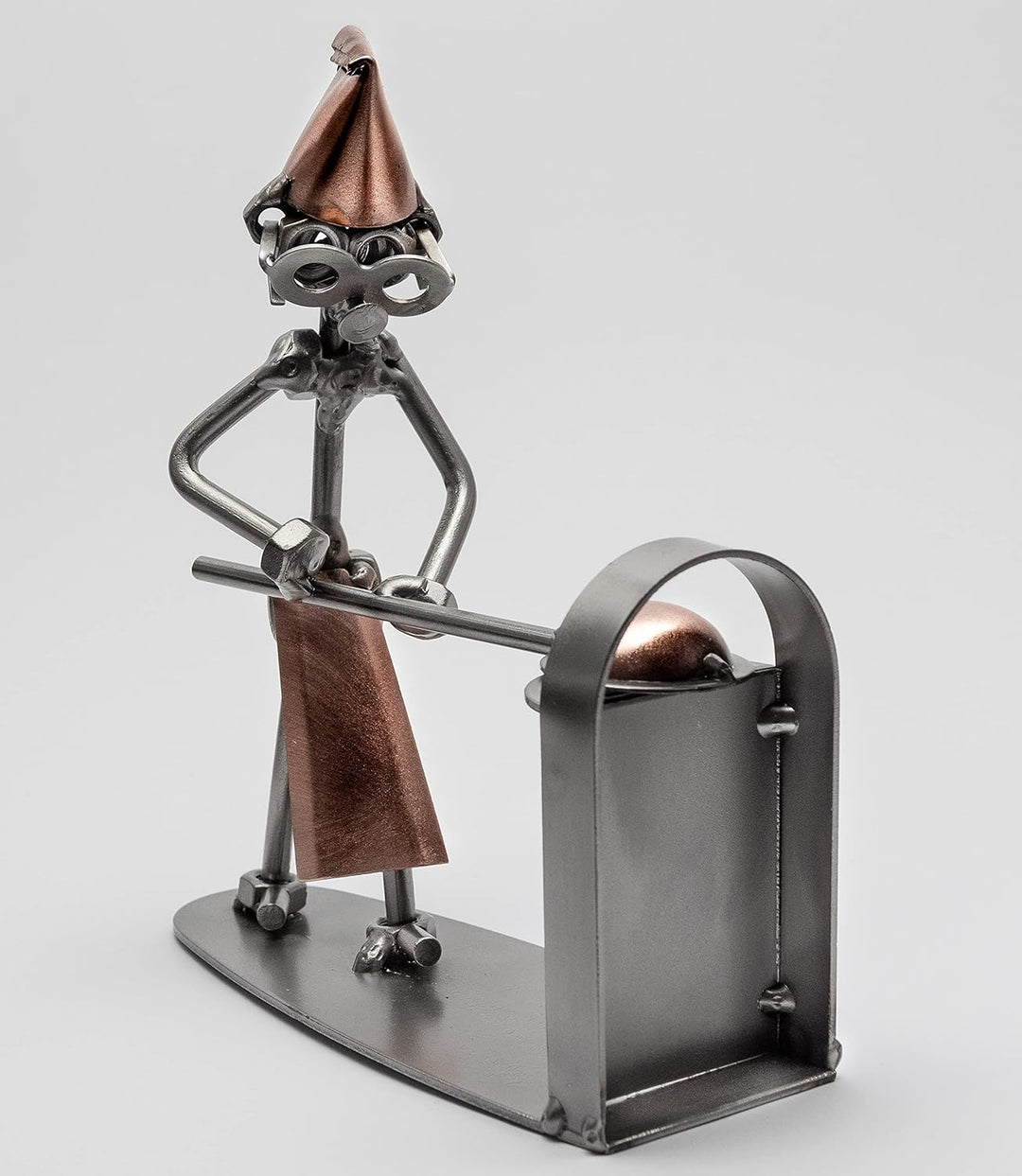 STEEMO Schraubenmännchen Bäcker Bäckerei, Deko-Geschenk, Stahl, Silbergrau, 17x6x18 cm