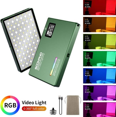 LED Videoleuchte RGB, LED Videolicht Aluminium USB Wiederaufladbarem LED Video Licht mit 4400 mAh Ak