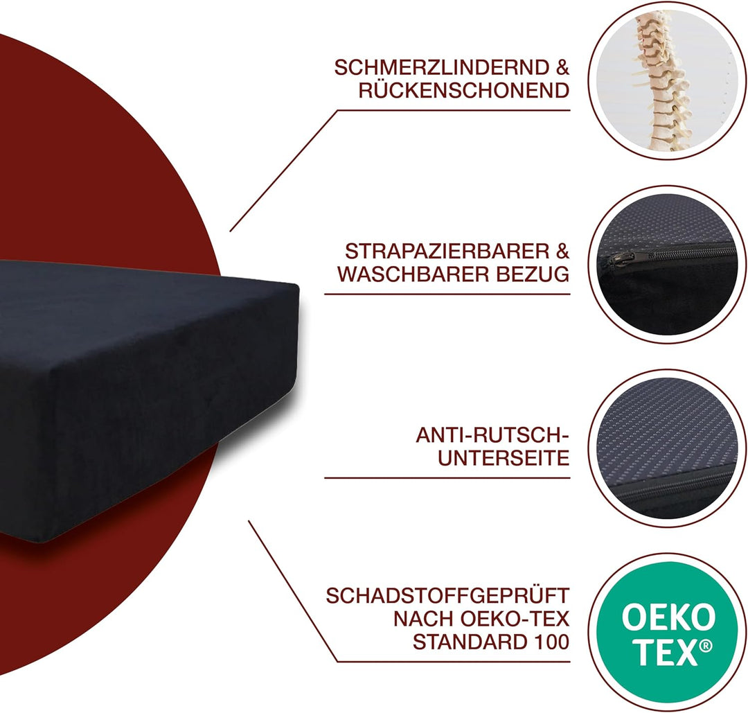 Orthopädisches Memory-Schaum Sitzkissen 10 cm Sitzerhöhung - Ergonomische 40x40x10 cm Aufstehhilfe M