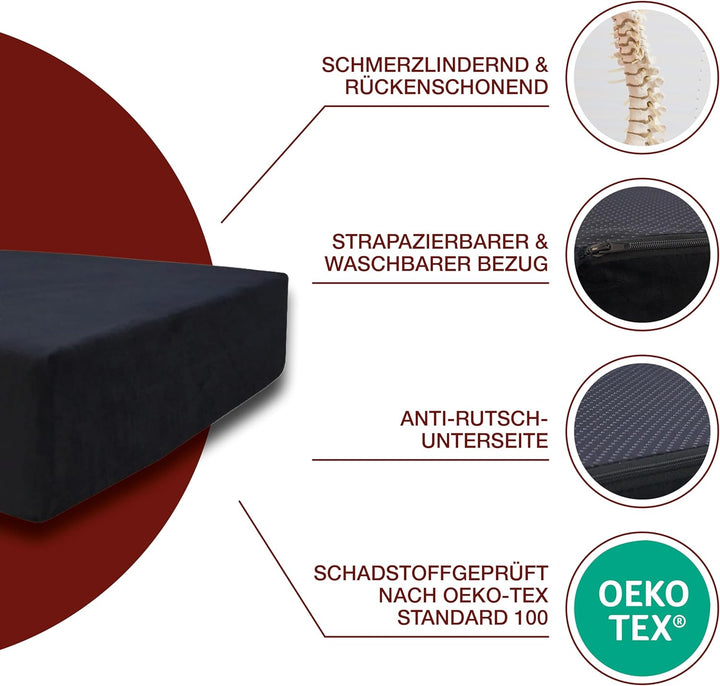 Orthopädisches Memory-Schaum Sitzkissen 10 cm Sitzerhöhung - Ergonomische 40x40x10 cm Aufstehhilfe M