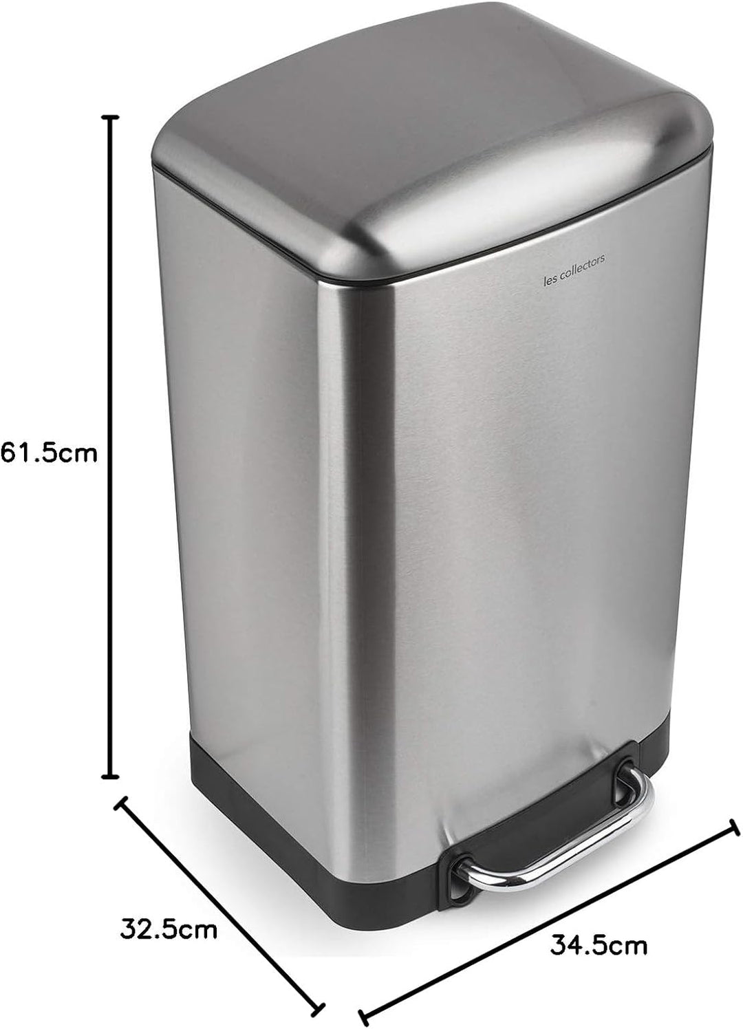 Les Collectors Tret-Mülleimer N°712 / Edelstahl/silber, 30 L/herausnehmbarer Inneneimer/rechteckig,