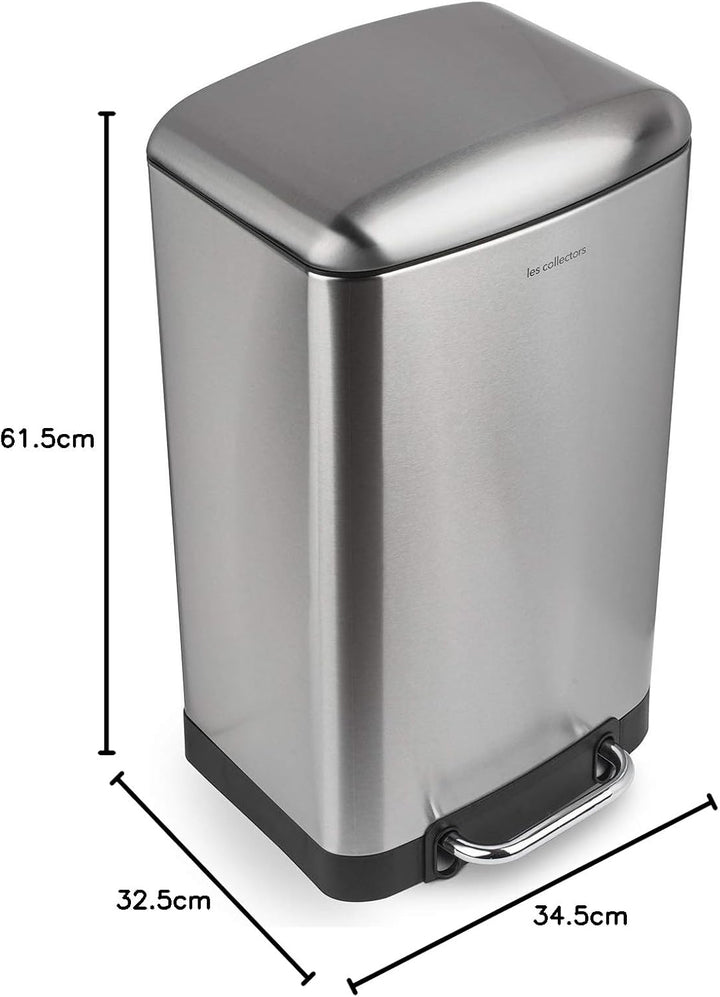 Les Collectors Tret-Mülleimer N°712 / Edelstahl/silber, 30 L/herausnehmbarer Inneneimer/rechteckig,