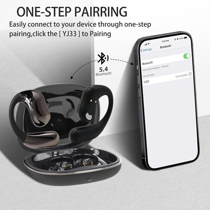 Open Ear Kopfhörer, Offene Ohrhörer mit Touchscreen, Bluetooth 5.4, Drahtlose Kopfhörer mit Ohrbügel