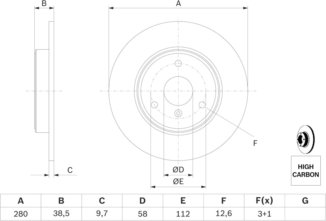 Bosch BD1168 Bremsscheiben - Vorderachse - ECE-R90 Zertifizierung - zwei Bremsscheiben pro Set