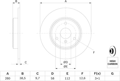 Bosch BD1168 Bremsscheiben - Vorderachse - ECE-R90 Zertifizierung - zwei Bremsscheiben pro Set