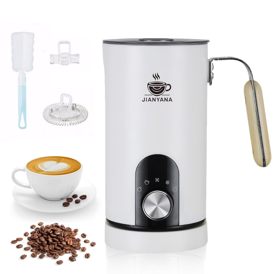 JIANYANA Elektrischer Milchaufschäumer 5-in-1,350ml Edelstahl Milchschäumer Heiss & Kalt mit,Leise,F