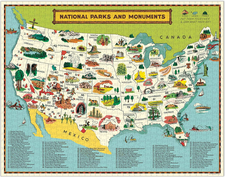 Cavallini Papers & Co. National Parks Map Puzzle, 1.000 Teile, Mehrfarbig