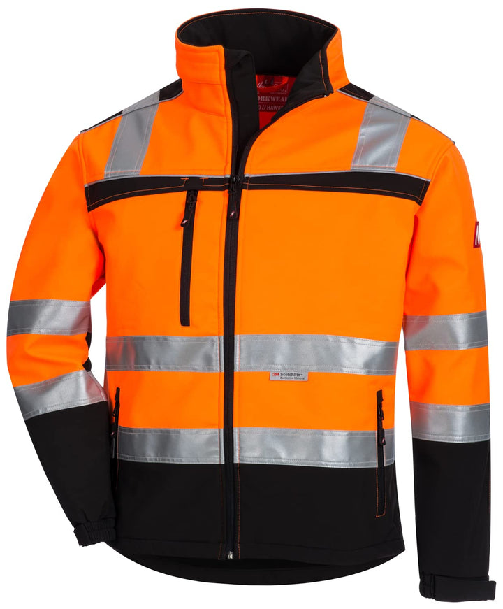 Nitras MOTION TEX VIZ Warnschutz Softshell-Jacke I Arbeitsjacke mit 3M Reflex-Streifen I Windbreaker