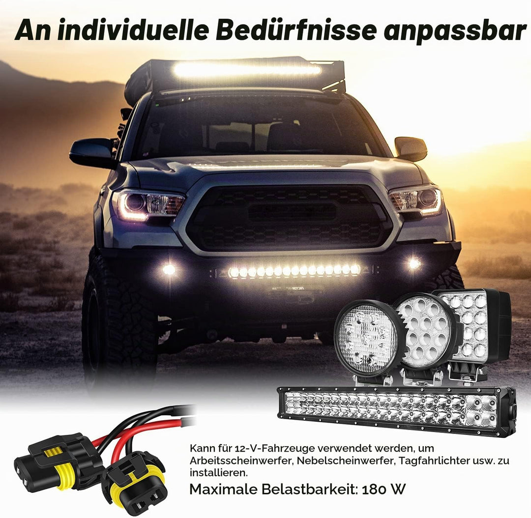 WinPower Universal LED-Licht Kabelbaum Relais-Kit mit 1 oder 2 Glühbirnenanschlüssen, 12V KFZ-Zusatz