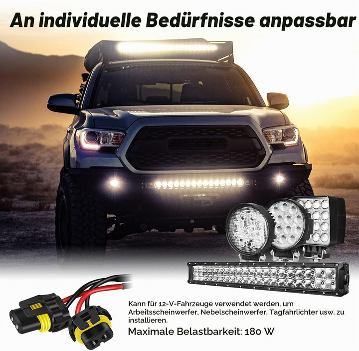 WinPower Universal LED-Licht Kabelbaum Relais-Kit mit 1 oder 2 Glühbirnenanschlüssen, 12V KFZ-Zusatz