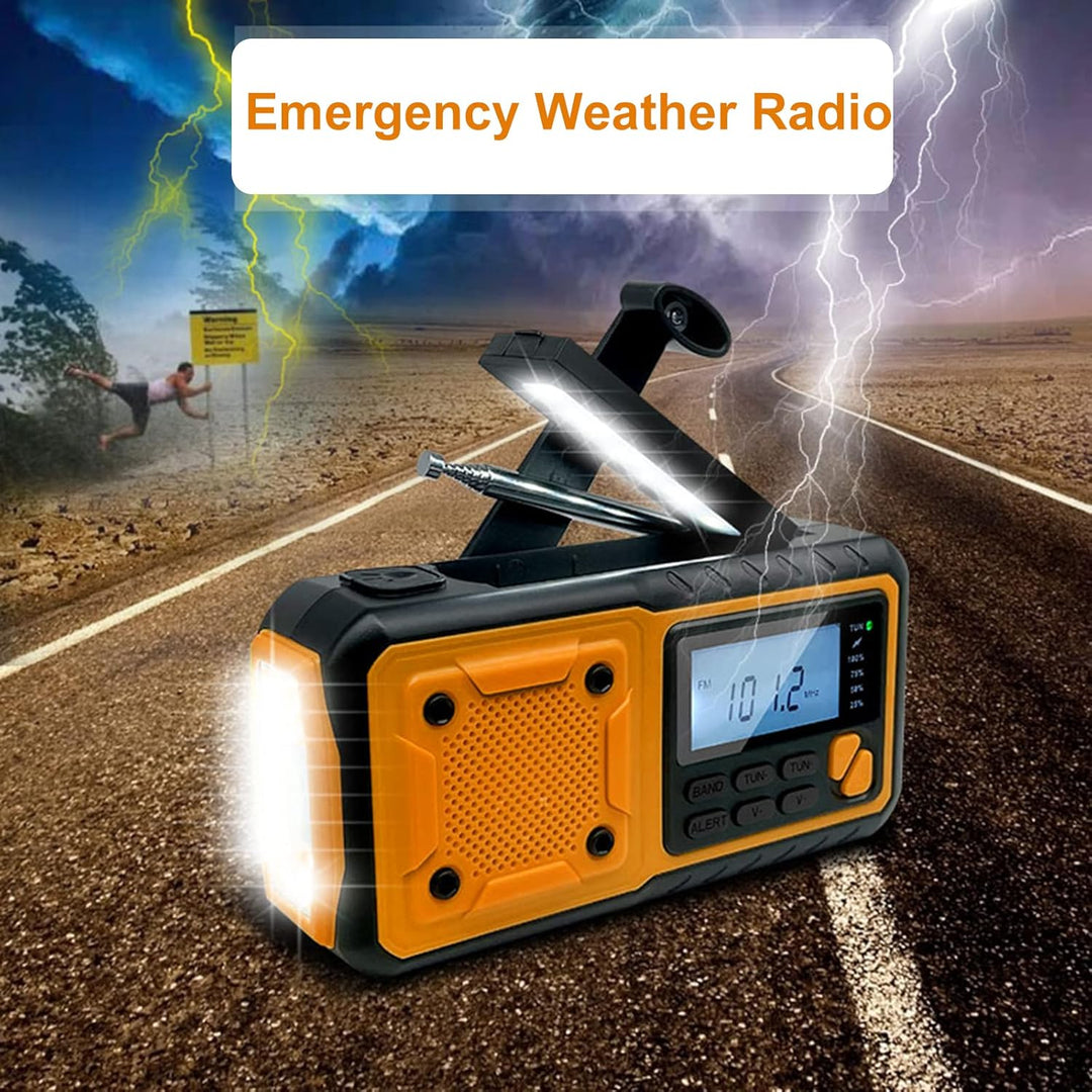 Fdit Notfall-Wetterradio, Solar-Handkurbel, Digitales FM AM WB-Radio mit Powerbank-Funktion für Outd