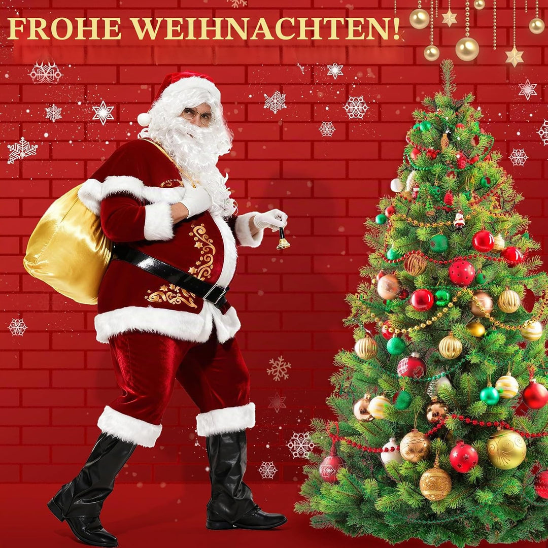 Ulikey Weihnachtsmann Kostüm Herren, Weihnachtsmann Outfit Erwachsene Nikolaus Kostüm Herren Set mit
