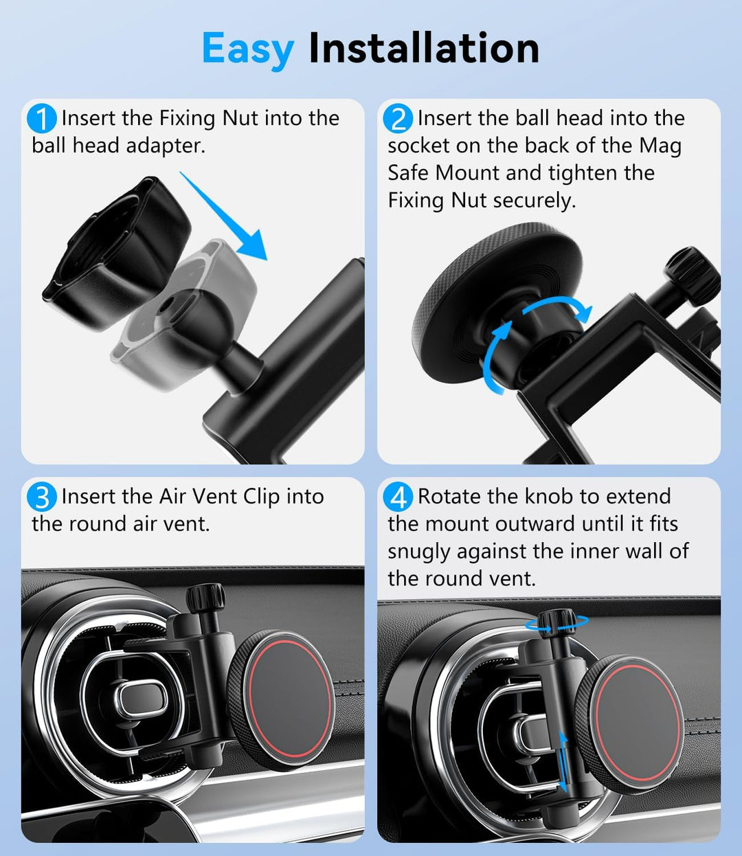 Magnetische Handyhalterung Auto Lüftung für Mercedes Benz A/B/C/E/G/GLA/GLK [Upgrade Lüftungsclip],
