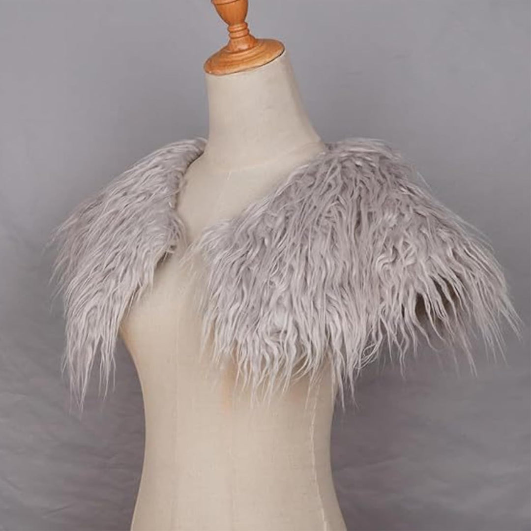 Damen Viking Kunstfell Kragen Künstlicher Pelzkragen Mädchen Wikinger Fell Schulter Pelzschal Faux S