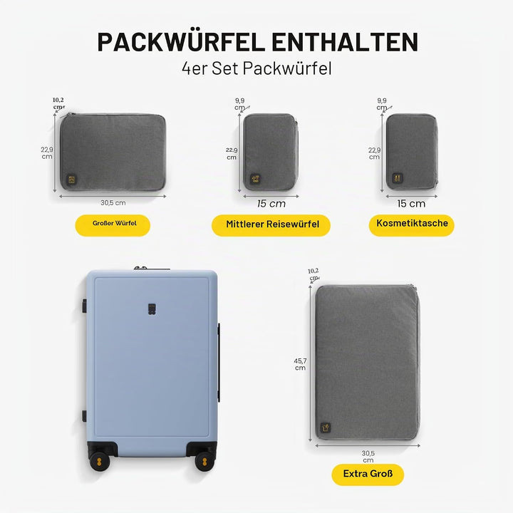 LEVEL8 Koffer Trolleys handgepäck Leichtgewicht 100% PC mit Organizer Set 4-teilig TSA Zahlenschloss