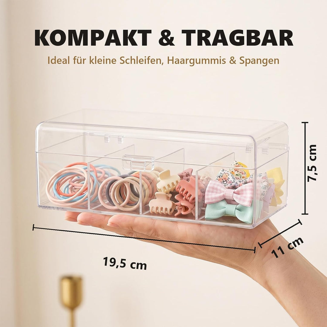 JessLab Haarschmuck Organizer für Mädchen, Acryl-behälter mit Fächern für Haargummis, Spangen und Sc