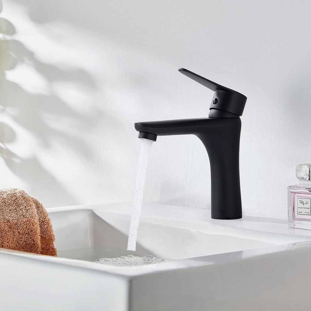 Wasserhahn Bad Schwarz, Waschtischarmatur Bad Armatur Mischbatterie Waschbeckenarmatur Schwarz Einhe