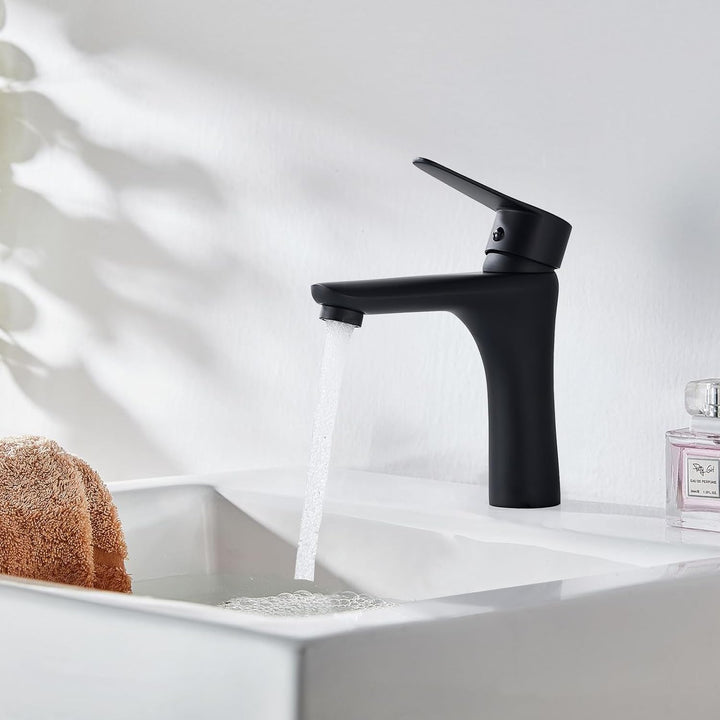 Wasserhahn Bad Schwarz, Waschtischarmatur Bad Armatur Mischbatterie Waschbeckenarmatur Schwarz Einhe