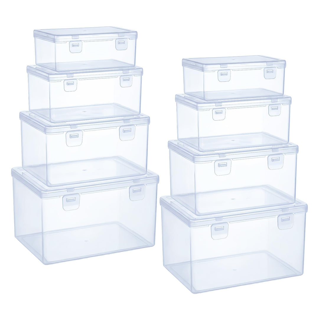 LJY 8 Stück Aufbewahrungsbox Set, Schmuckaufbewahrung, Plastikbox Mit Deckel, Sortierbox Für Kleinte