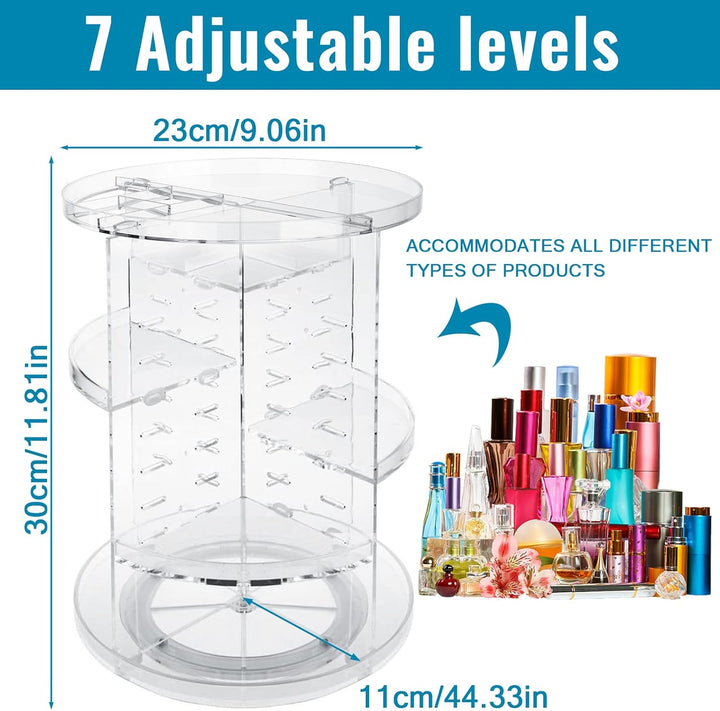 Make Up Kosmetik Organizer, Beauty, 7 Verstellbare Ebenen Grosse Kapazität Makeup Organizers, 360° D