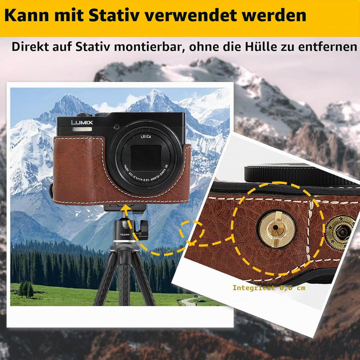 Rieibi TZ99 Kameratasche, PU Leder Kameratasche für Panasonic Lumix DC-TZ99 Digitalkamera, abnehmbar