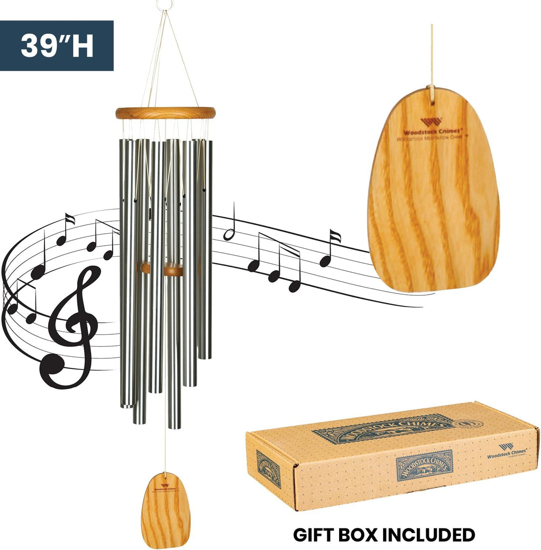 Woodstock Windspiel Meditation Chime, Silber, 99,8 cm