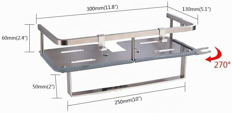PHASAT Edelstahl Duschablage zum Hängen badezimmer duschkorb mit Doppelt Halter für Duschkopf ohne B