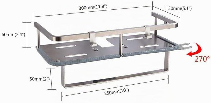 PHASAT Edelstahl Duschablage zum Hängen badezimmer duschkorb mit Doppelt Halter für Duschkopf ohne B