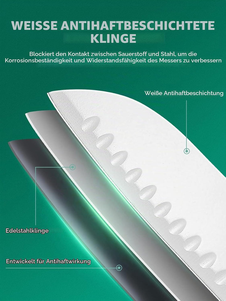 D.Perlla Messerblock, 16-TLG Messer set, Weiss Antihaft-Beschichtung Messer mit Acryl Messerhalter,