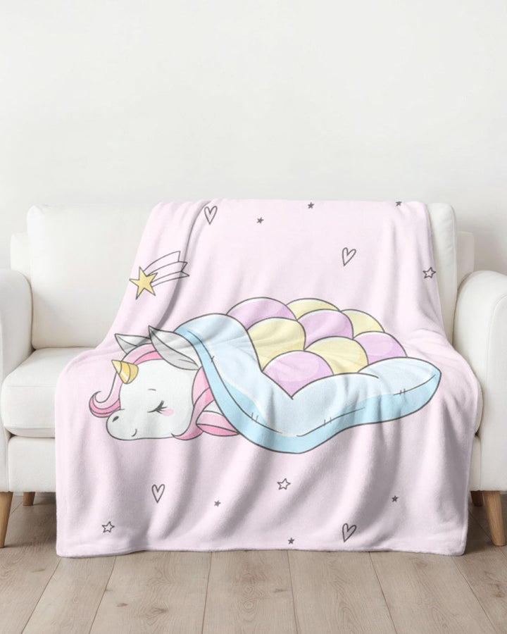 MTOnlinehandel Einhorn Decke 150x200 cm ☆ Fleece-Decke flauschig in rosa, Unicorn Kuscheldecke für K