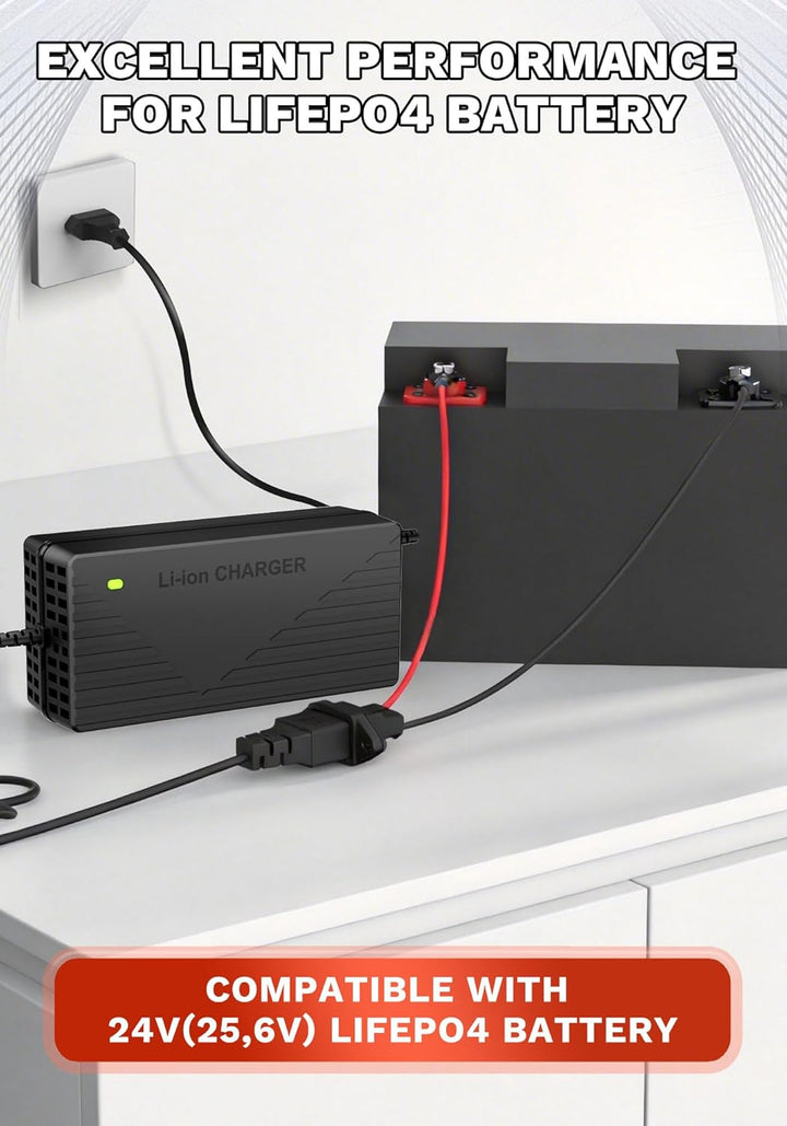 29,2V 10A Lithium Batterie Ladegerät für 24V(25,6) LiFePO4 Batterie, 24V AC-DC Lithium LiFePO4 Batte