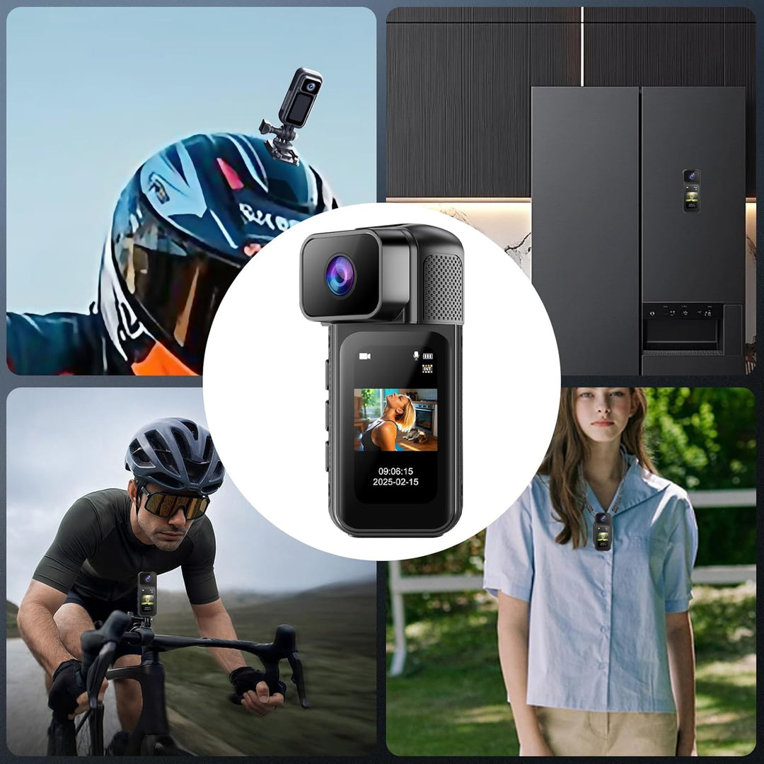 Action Cam 180° Drehung des Objektivs WiFi Kamera, 2.7K Action Kamera mit 170°Weitwinkel,Fahrrad Vid