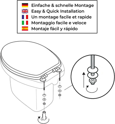 SANFINO® Premium WC Sitz mit Absenkautomatik – hochwertige Toilettendeckel aus Holz, viele Bunte Mot