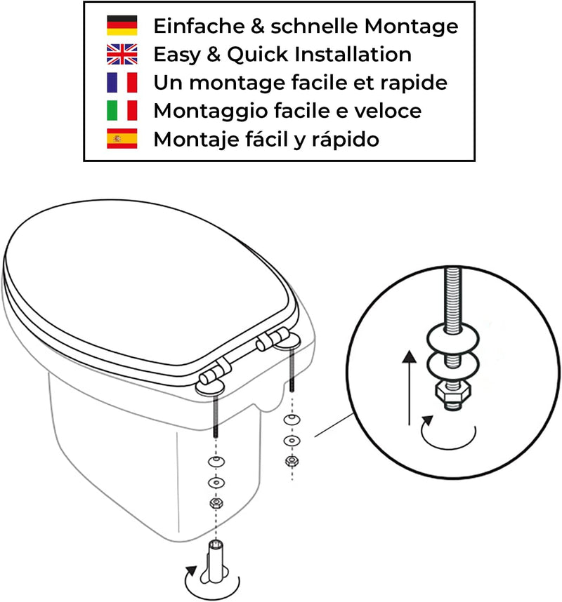SANFINO® Premium WC Sitz mit Absenkautomatik – hochwertige Toilettendeckel aus Holz, viele Bunte Mot