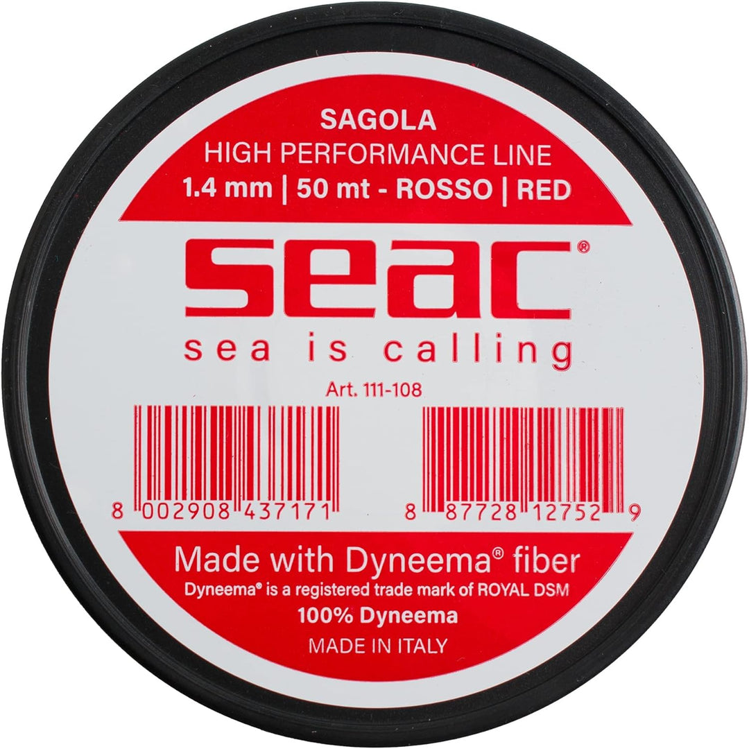 Seac Unisex-Adult Dyneema Hochleistungs-Speerfischerschnur 1.4mm rot, 1.4mm rot