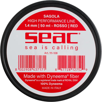Seac Unisex-Adult Dyneema Hochleistungs-Speerfischerschnur 1.4mm rot, 1.4mm rot