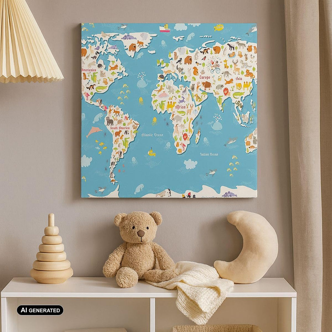 Bilder auf Leinwand Geographie Globus Grafik Illustration Leinwandbild 60x60cm Wandbilder Dekoration