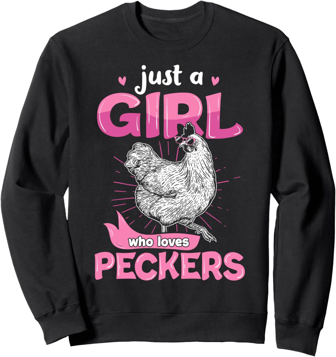 Nur ein Mädchen, das Peckers Chicken Farmer liebt Sweatshirt