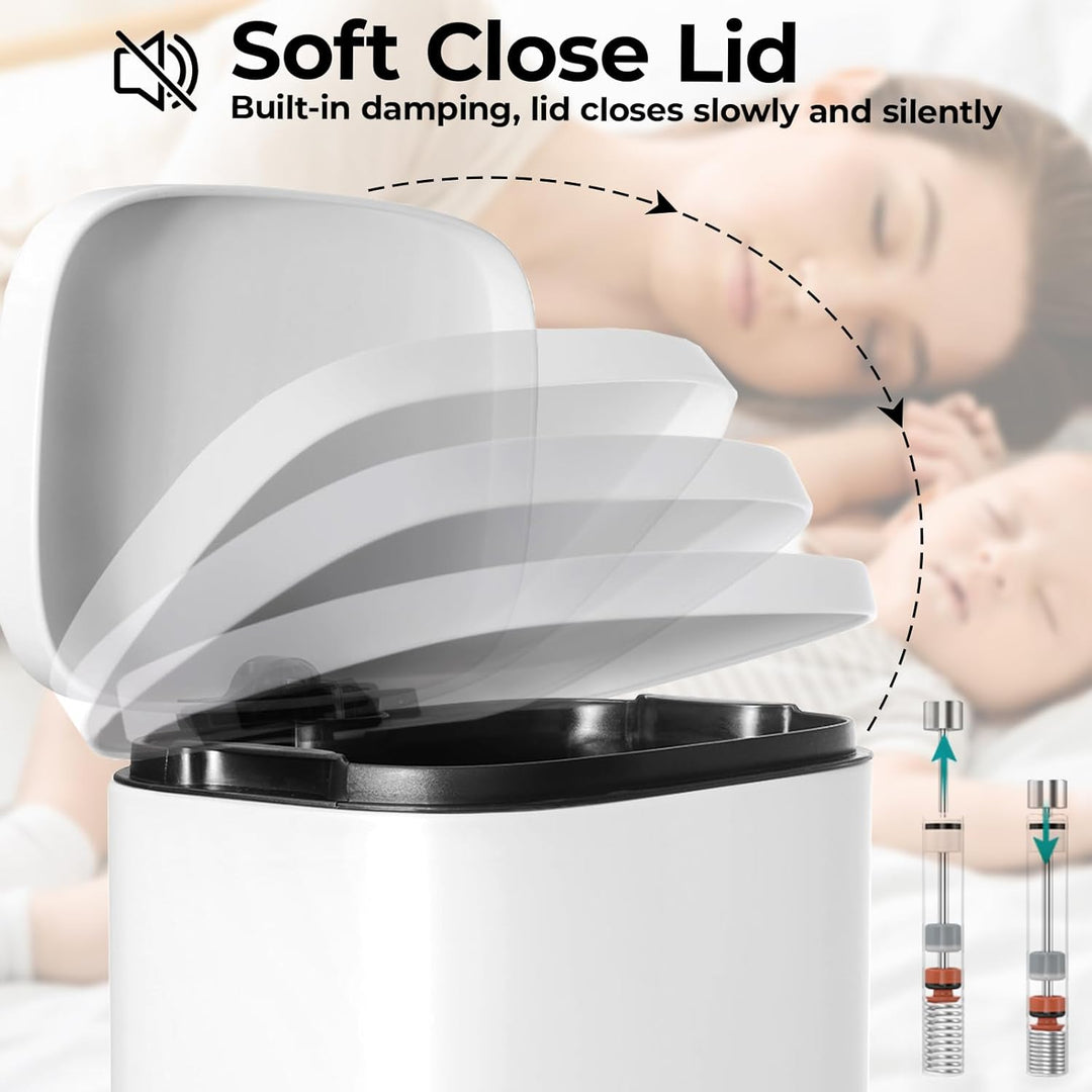 LIFERUN Mülleimer Küche 30l, Abfalleimer mit Deckel, Softclose Treteimer aus Stahl, mit Inneneimer f