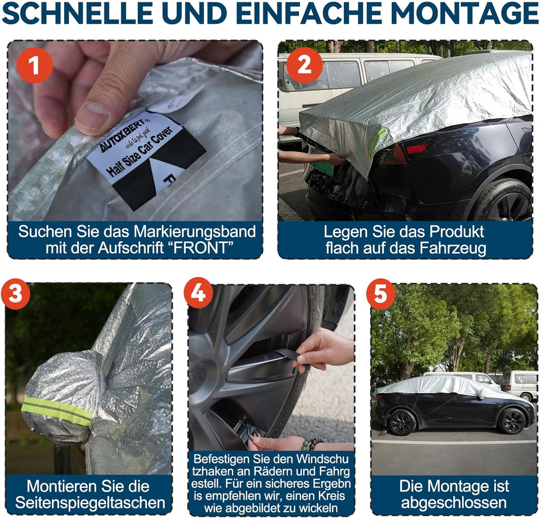 Halbgarage für Auto Abdeckplane, Regen Schnee UV-Schutz Staubdicht Autoabdeckung Limousine SUV Halbe