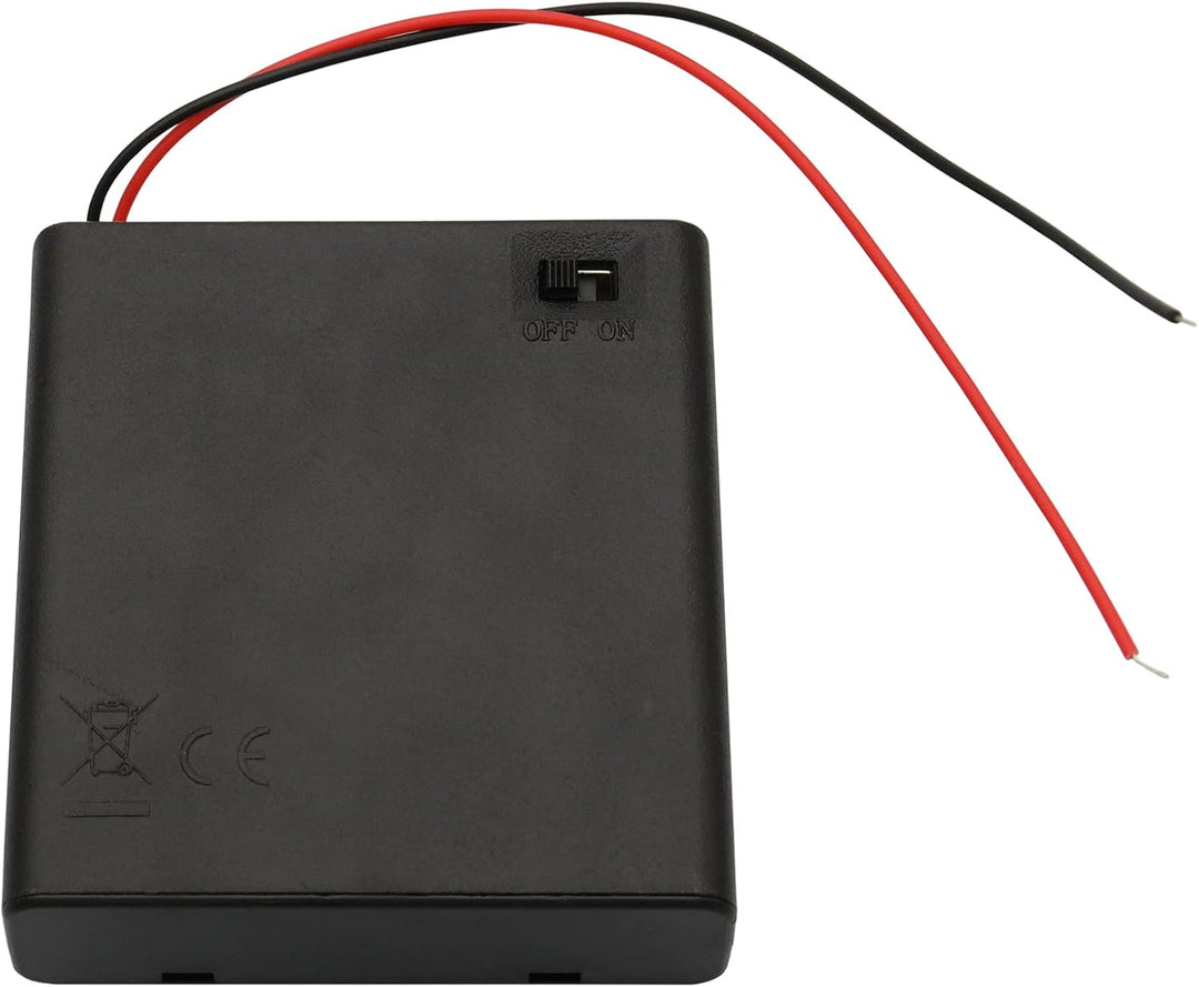 6 V AA-Batteriehalter, 4 x 1,5 V AA-Batteriehalter mit Kabelleitungen und An-/Aus-Schalter (4 Stück)