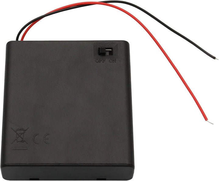 6 V AA-Batteriehalter, 4 x 1,5 V AA-Batteriehalter mit Kabelleitungen und An-/Aus-Schalter (4 Stück)