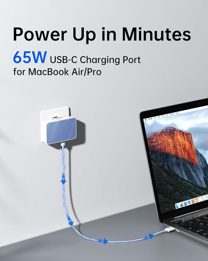 65W USB C Ladegerät Flach,USB Mehrfachstecker Ladestation mit 4 Ports,Reise Schnellladegerät USB C f
