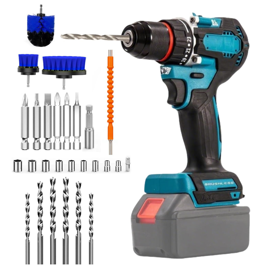 Akku Schlagbohrschrauber Kompatibel mit Makita 18V, 13MM Akku-Bohrschrauber Set mit 24tlg Zubehör, 5
