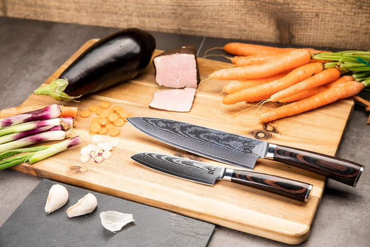 Zeuss Damastmesser-Set 2er (32 cm und 24 cm) Profi-Damast-Küchenmesser Set aus japanischem 67 Lagen