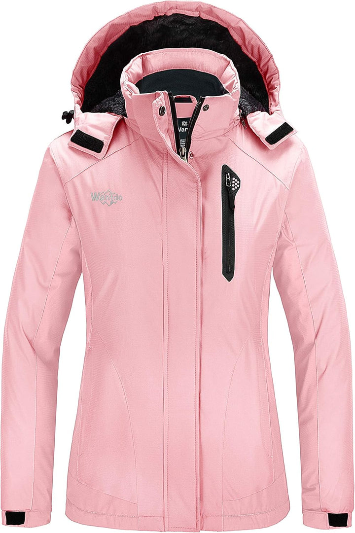 Wantdo Damen Winter Skijacke Warm Fleece Mantel Berg Snowboardjacke Outdoor Kapuzen Windbreaker Jack