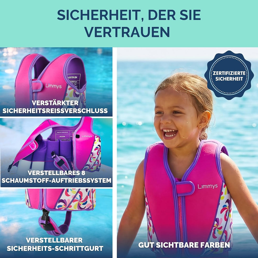 Limmys Premium Schwimmweste für Kinder – Moderne Schwimmhilfe für Jungen, Mädchen und Kleinkinder –