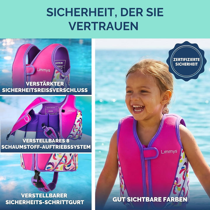 Limmys Premium Schwimmweste für Kinder – Moderne Schwimmhilfe für Jungen, Mädchen und Kleinkinder –
