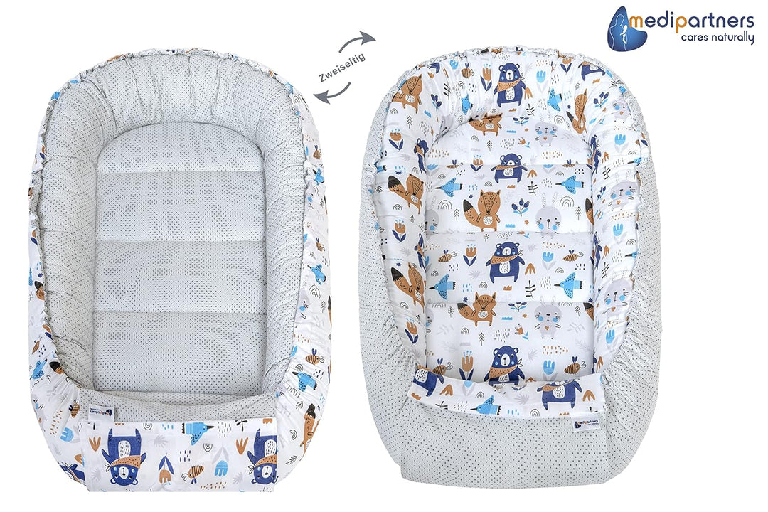Medi Partners 5 teilig Babynestchen Set Babynest 100x60x15 herausnehmbarer Einsatz Bett Kuschelnest
