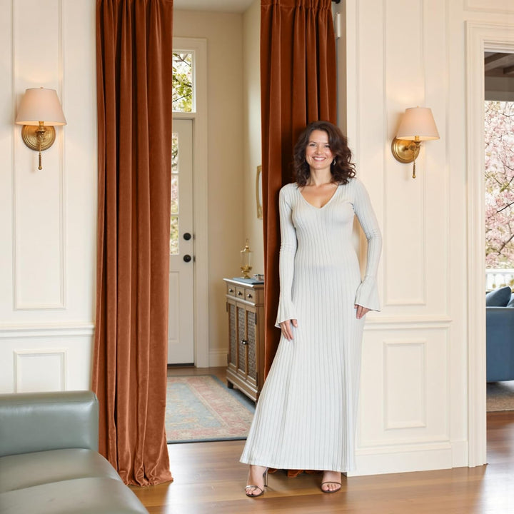 Lazzzy Samtvorhänge, wärmeisoliert, 213 cm, Raumverdunkelung, Fenstervorhänge, superweich, luxuriöse